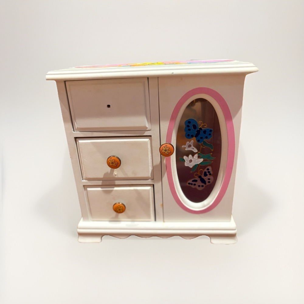 Vintage Rare Looney Tunes Tweety Bird wood and glass jewelry box